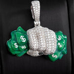 Load image into Gallery viewer, Real Moissanite Money Grab Pendant Iced Out Hip Hop Pendant | Chunky Moissanite pendant | 10K Gold | Custom Handmade Pendant image 5