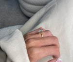 Load image into Gallery viewer, 3 Carat Emerald Cut Lab Grown Diamond Engagement Ring | 14K Gold Bezel | IGI Certified image 5