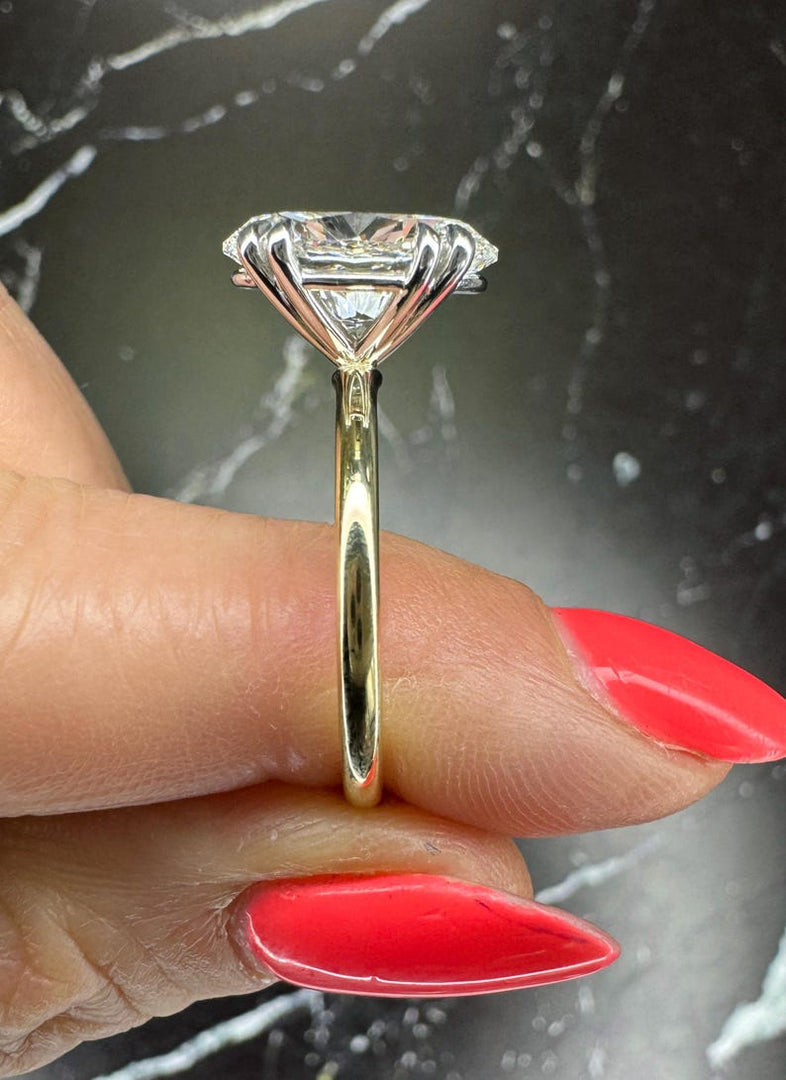 Two Tone Oval Cut 4 carat E Color VVS2 Clarity IGI Certified Oval Excellent Cut Lab Grown Diamond Solitaire Engagement Ring 14k Gold image 4