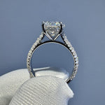 Load image into Gallery viewer, 2.5ct Moissanite Engagement Ring: Round Hidden Halo, Pave Band Luxury Ring Gold Platinum Jewelry image 1