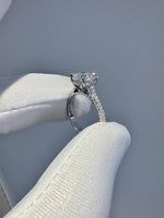 Load image into Gallery viewer, 2.5ct Moissanite Engagement Ring: Round Hidden Halo, Pave Band Luxury Ring Gold Platinum Jewelry image 3