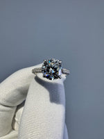 Load image into Gallery viewer, 2.5ct Moissanite Engagement Ring: Round Hidden Halo, Pave Band Luxury Ring Gold Platinum Jewelry image 5