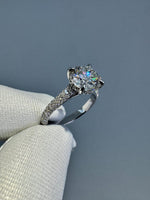 Load image into Gallery viewer, 2.5ct Moissanite Engagement Ring: Round Hidden Halo, Pave Band Luxury Ring Gold Platinum Jewelry image 8