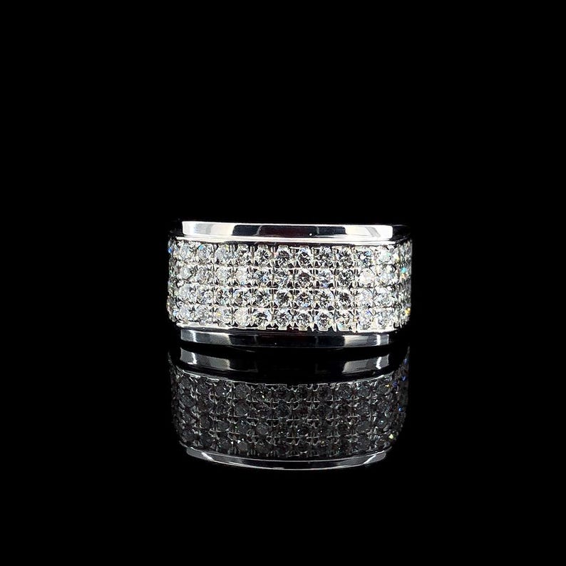 1ct CVD Diamond Ring, Handmade 14K Gold Band, Men's Ring image 1