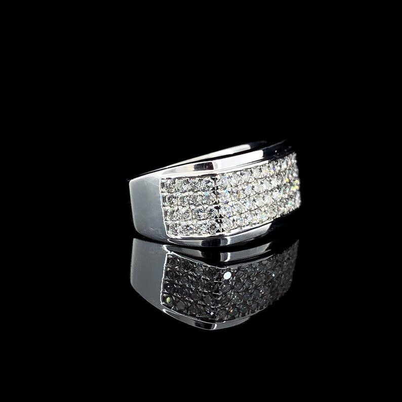1ct CVD Diamond Ring, Handmade 14K Gold Band, Men's Ring image 3