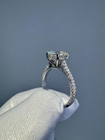 Load image into Gallery viewer, 2.5ct Moissanite Engagement Ring: Round Hidden Halo, Pave Band Luxury Ring Gold Platinum Jewelry image 4