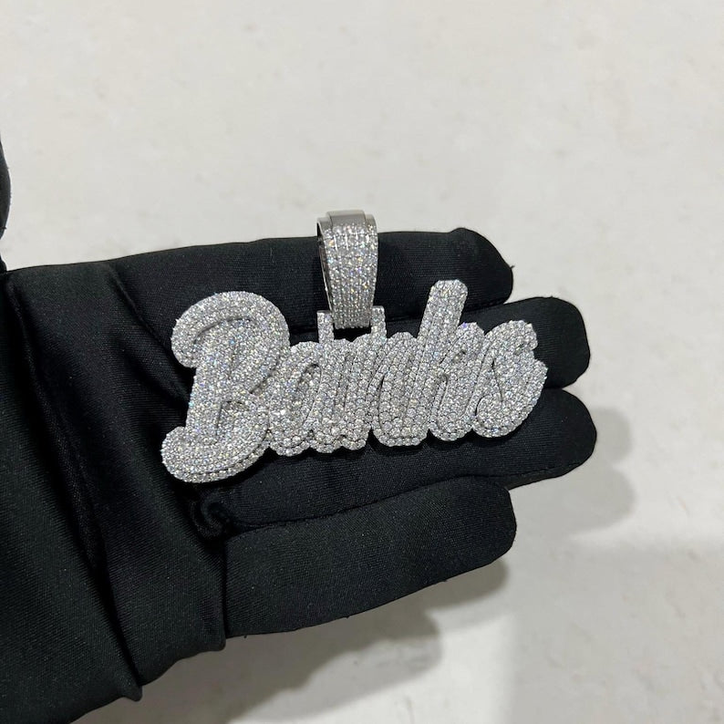 Unisex VVS Moissanite pendant in 925 silver, personalized jewelry in any letters, moissanite letter pendant pass tester, custom moissanite pendant, hip hop pendant, best birthday gift