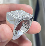 Load image into Gallery viewer, Moissanite Men's Engagement Ring: 14k Gold Plated Sterling Silver Cluster image 6