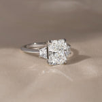 Load image into Gallery viewer, Radiant Cut Lab Created Diamond Three Stone Ring 1–3 CT IGI Certified Anniversary Wedding Ring for Her image 3