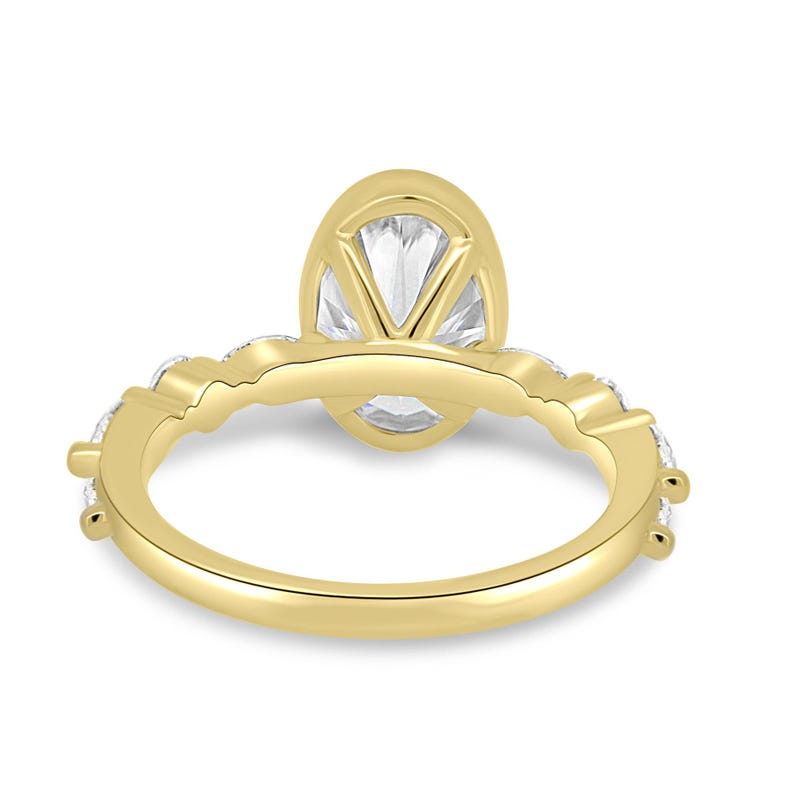 3.00 Ct Lab-Grown Diamond Oval Engagement Ring: Gold Bezel Set with Marquise Accents image 6