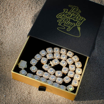 Iced Out 18k Yellow Gold Diamond Cluster Tennis Chain image 2