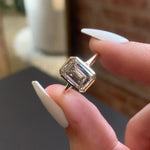 Load image into Gallery viewer, Emerald Cut 2.5ct Lab Diamond Solitaire Ring, Bezel Set Solid Gold, Modern Elegance image 4