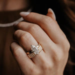 Load image into Gallery viewer, Solid Gold Marquise Moissanite Solitaire Ring: Wide Band Engagement image 10