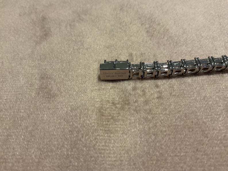 Lab Created Princess Cut Diamond Tennis Bracelet: Platinum Plated Sterling Silver 6.5 inch image 7