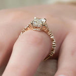 Load image into Gallery viewer, Hidden Halo Radiant Cut Ring, 3.30ct Radiant Cut Moissanite Diamond Ring, 14K Yellow Gold Engagement Ring, Dainty Promise Ring, Gift For Her image 3