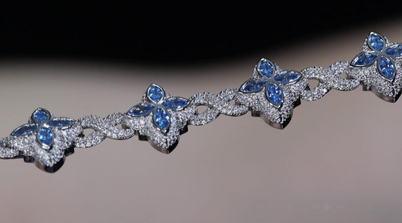 Mens Blue Diamond Cross Chain