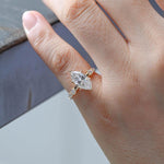 Load image into Gallery viewer, Solid Gold Hidden Halo Marquise Cut Moissanite Engagement Ring, Dainty Promise Ring, Proposal Ring, Bridal Ring, Anniversary Gift for Wife image 4