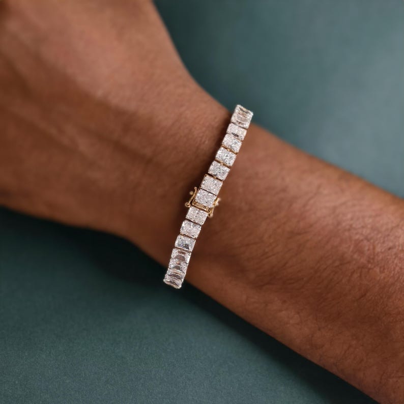 Radiant Cut Lab Grown Diamond Tennis Bracelet, IGI Certified Lab diamond Bracelet For Wedding Gift, Radiant Diamond Anniversary Bracelet