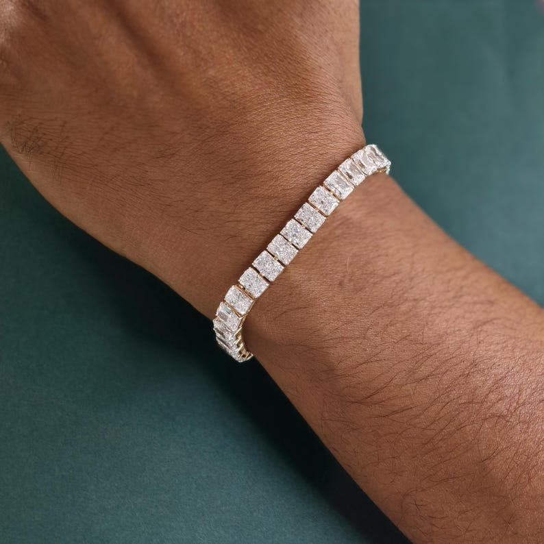 Radiant Cut Lab Grown Diamond Tennis Bracelet, IGI Certified Lab diamond Bracelet For Wedding Gift, Radiant Diamond Anniversary Bracelet