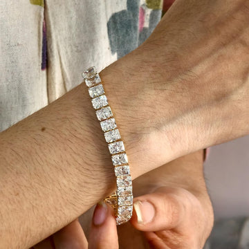 Radiant Cut Lab Grown Diamond Tennis Bracelet, IGI Certified Lab diamond Bracelet For Wedding Gift, Radiant Diamond Anniversary Bracelet