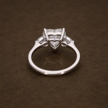 Heart Shape Lab Grown Diamond Engagement Ring, 2.83 CTW Heart & Pear Shape IGI Certified Diamonds, Three Stone Ring image 2