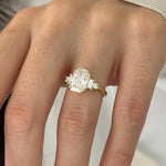 Load image into Gallery viewer, 3 Carat Elongated Cushion E VVS2 Lab Grown Diamond 5 Stone Ring / 14k Yellow Gold Engagement Ring / Elongated Diamond Wedding Ring image 5