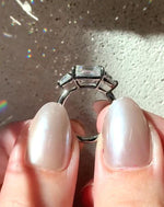 Load image into Gallery viewer, Asscher Cut IGI Certified Lab Diamond Ring, Trillion Side Stones, Elegant image 6