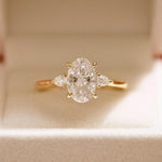 Load image into Gallery viewer, Petite Oval Cut Moissanite Diamond Three Stone Engagement Ring, 10K Solid Gold Promise Ring, Dainty Minimalist Jewelry image 1
