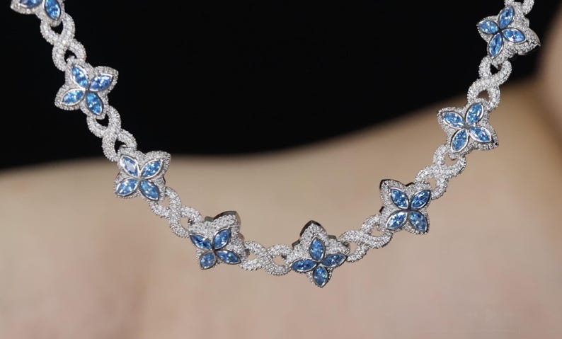 Mens Blue Diamond Infinity Link Chain