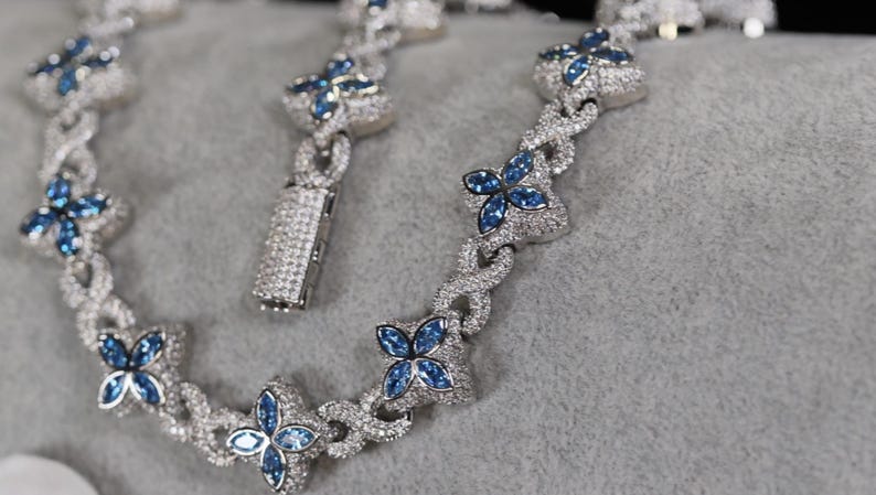 Mens Blue Diamond Hip Hop Chain