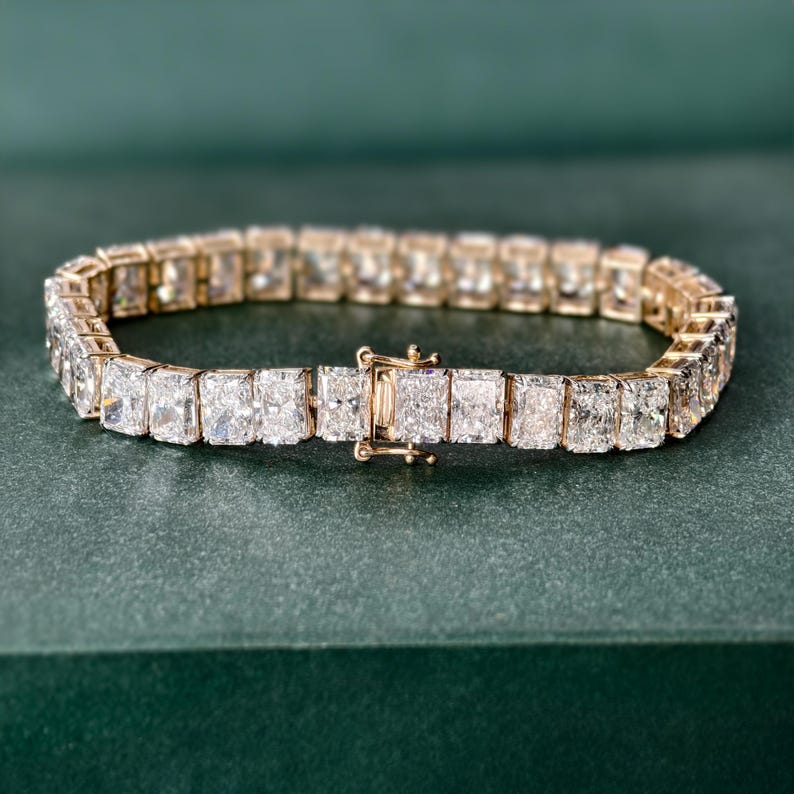 Radiant Cut Lab Grown Diamond Tennis Bracelet, IGI Certified Lab diamond Bracelet For Wedding Gift, Radiant Diamond Anniversary Bracelet