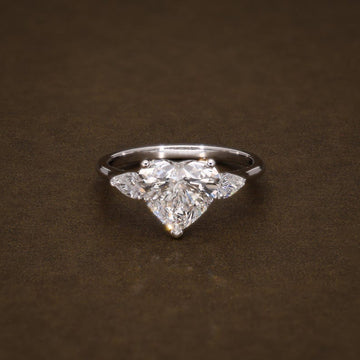 Heart Shape Lab Grown Diamond Engagement Ring, 2.83 CTW Heart & Pear Shape IGI Certified Diamonds, Three Stone Ring image 1