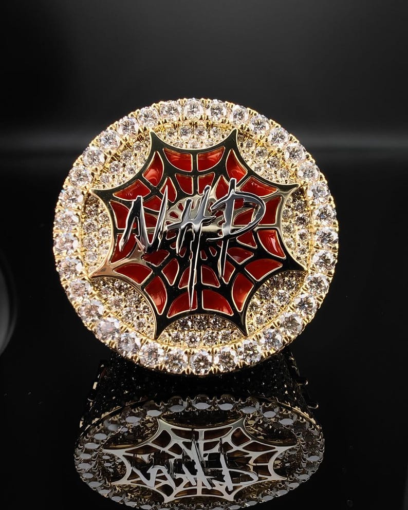 custom iced out spider web ring