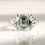 Load image into Gallery viewer, Asscher Cut IGI Certified Lab Diamond Ring, Trillion Side Stones, Elegant image 1