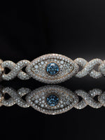 Load image into Gallery viewer, Custom Iced Out Evil Eye Link Bracelet VVS1 Moissanite Diamond 925 Sterling Silver Heavy Quality 10k Gold Solid Mens Luxury Bling Jewelry image 2