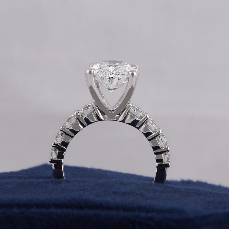 4.50 Carat Oval Lab Grown Diamond Engagement Ring: Pave 14K Gold, IGI Certified image 4
