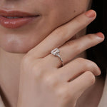 Load image into Gallery viewer, 1.95 CTW Emerald Cut Lab Grown Diamond Engagement Ring | IGI Certified Ring with Marquise &amp; Round Side Diamonds image 3