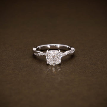 2.14 CTW Cushion Cut Lab Grown Diamond Vine Halo Engagement Ring in D Colour VVS2 IGI Certified Promise Ring for Her image 1