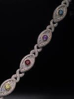 Load image into Gallery viewer, Custom Iced Out Evil Eye Link Bracelet VVS1 Moissanite Diamond 925 Sterling Silver Heavy Quality 10k Gold Solid Mens Luxury Bling Jewelry image 1
