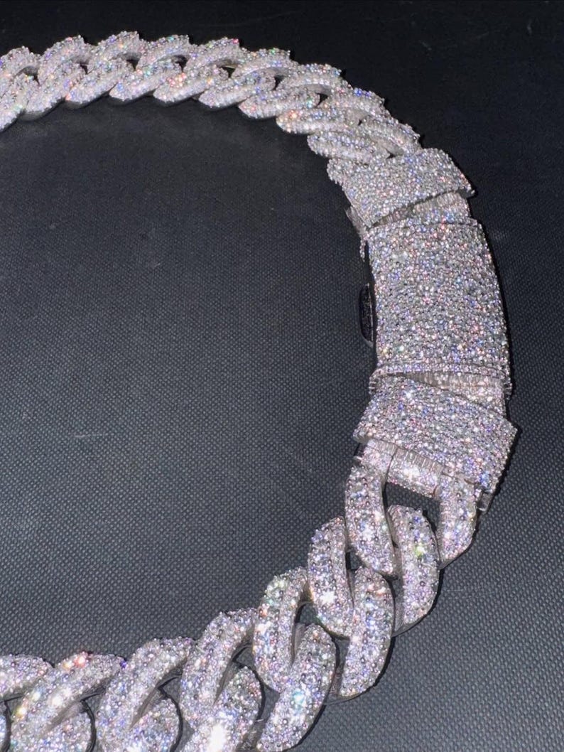 VVS1 Moissanite Diamond Miami Cuban Chain: 925 Sterling Silver, Iced Out Hip Hop Style image 7