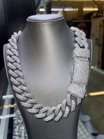 VVS1 Moissanite Diamond Miami Cuban Chain: 925 Sterling Silver, Iced Out Hip Hop Style image 1
