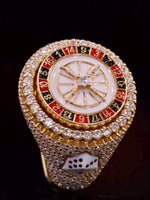 Load image into Gallery viewer, gold roulette wheel ring iced out jewelry