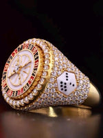 Load image into Gallery viewer, gold roulette wheel ring iced out jewelry