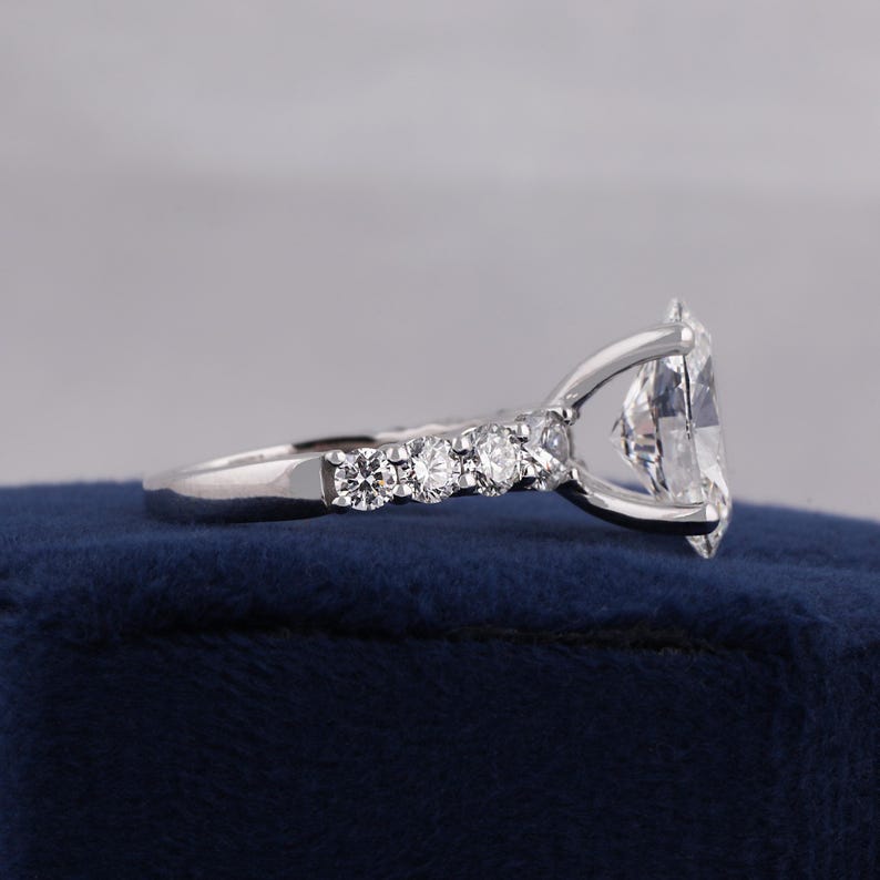 4.50 Carat Oval Lab Grown Diamond Engagement Ring: Pave 14K Gold, IGI Certified image 3