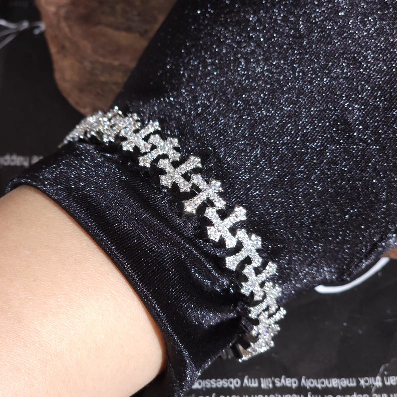 Iced Out 15mm Full Cross Charm Bracelets & Necklace Set,  Bracelet 7 - 9inch, Hip Hop Chain 16 - 22 inch, Personalized Jewelry