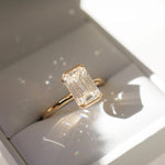 Load image into Gallery viewer, 2CT Emerald Cut Lab Grown Diamond Engagement Ring: Half Bezel, IGI Certified image 1