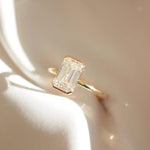 Load image into Gallery viewer, 2CT Emerald Cut Lab Grown Diamond Engagement Ring: Half Bezel, IGI Certified image 2