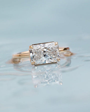 Radiant Cut Diamond Engagement Ring 14K Gold Solitaire Ring Classic Rectangular Diamond Ring, Elegant Proposal Ring, Minimalist Fine Jewelry image 2