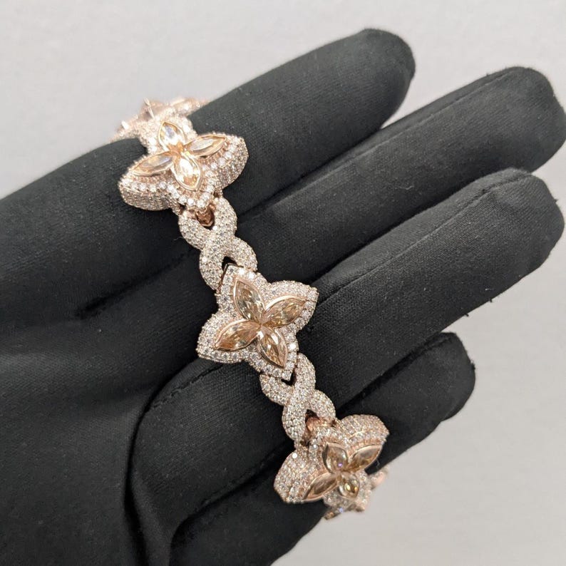 925 Silver moissanite bracelet, moissanite infinity link bracelet, marquis shape moissanite chain, mens moissanite bracelet pass diamond tester, best birthday gift, 20mm moissanite bracelet