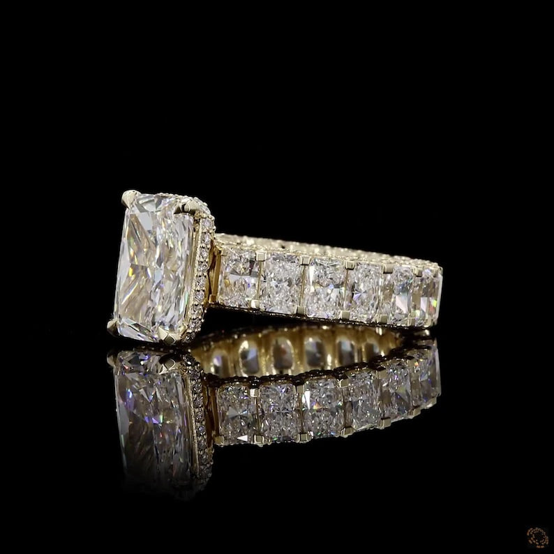 Radiant Cut Lab Diamond Engagement Ring | Gold,Platinum or Silver Prong Set image 6
